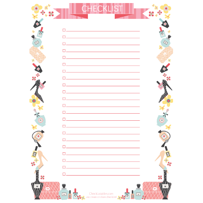 girly cute checklist template